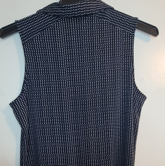 Adrianna Papell Navy and White Polka Dot Blouse - Picture 6 of 8